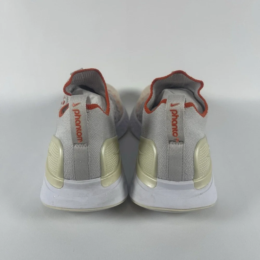 Nike React Phantom Run Flyknit 2 Shoes Womens 9.5 M White Orange Running Sneaker
